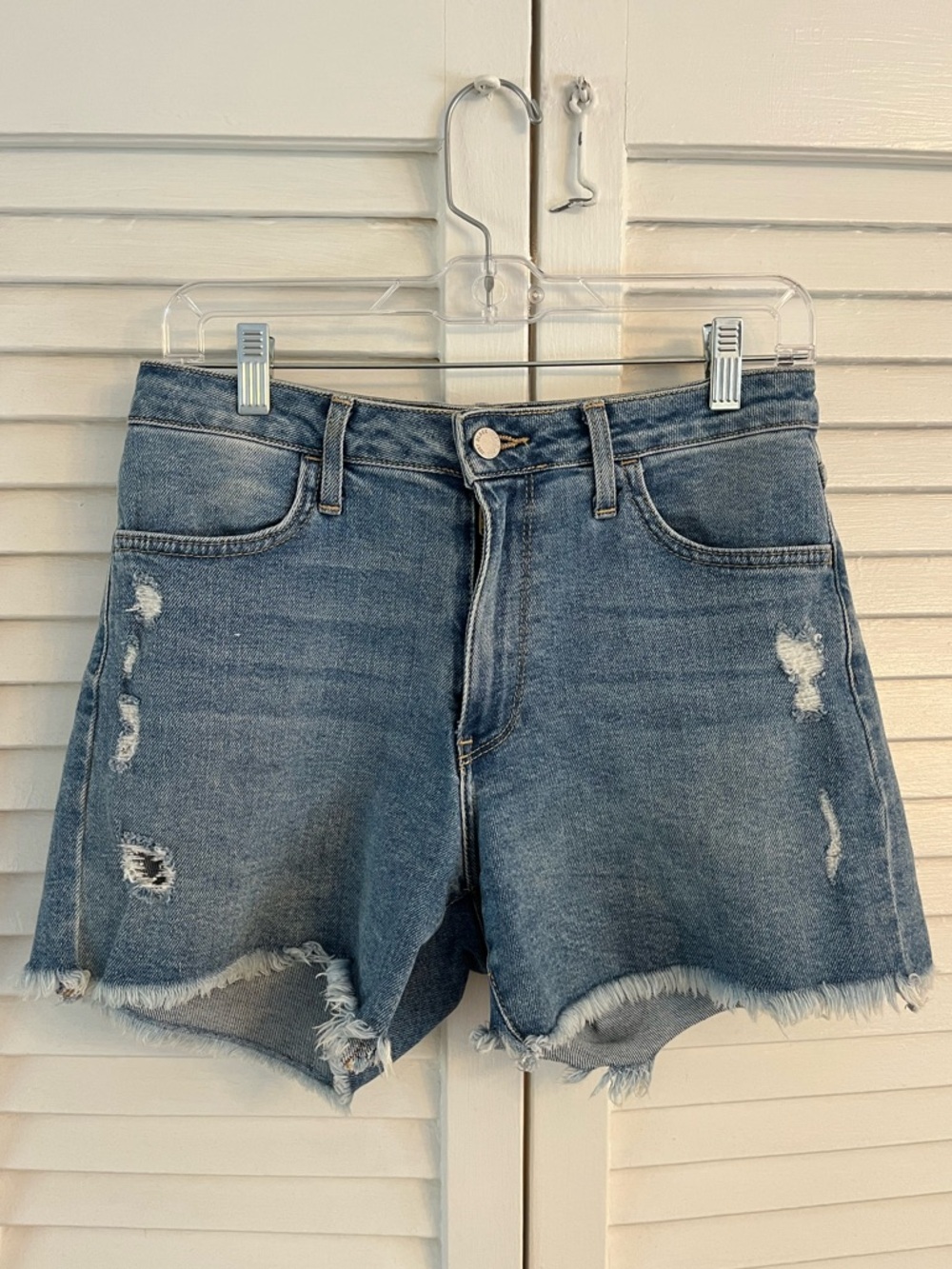 Just Black - Mid-Rise Distressed Denim Shorts